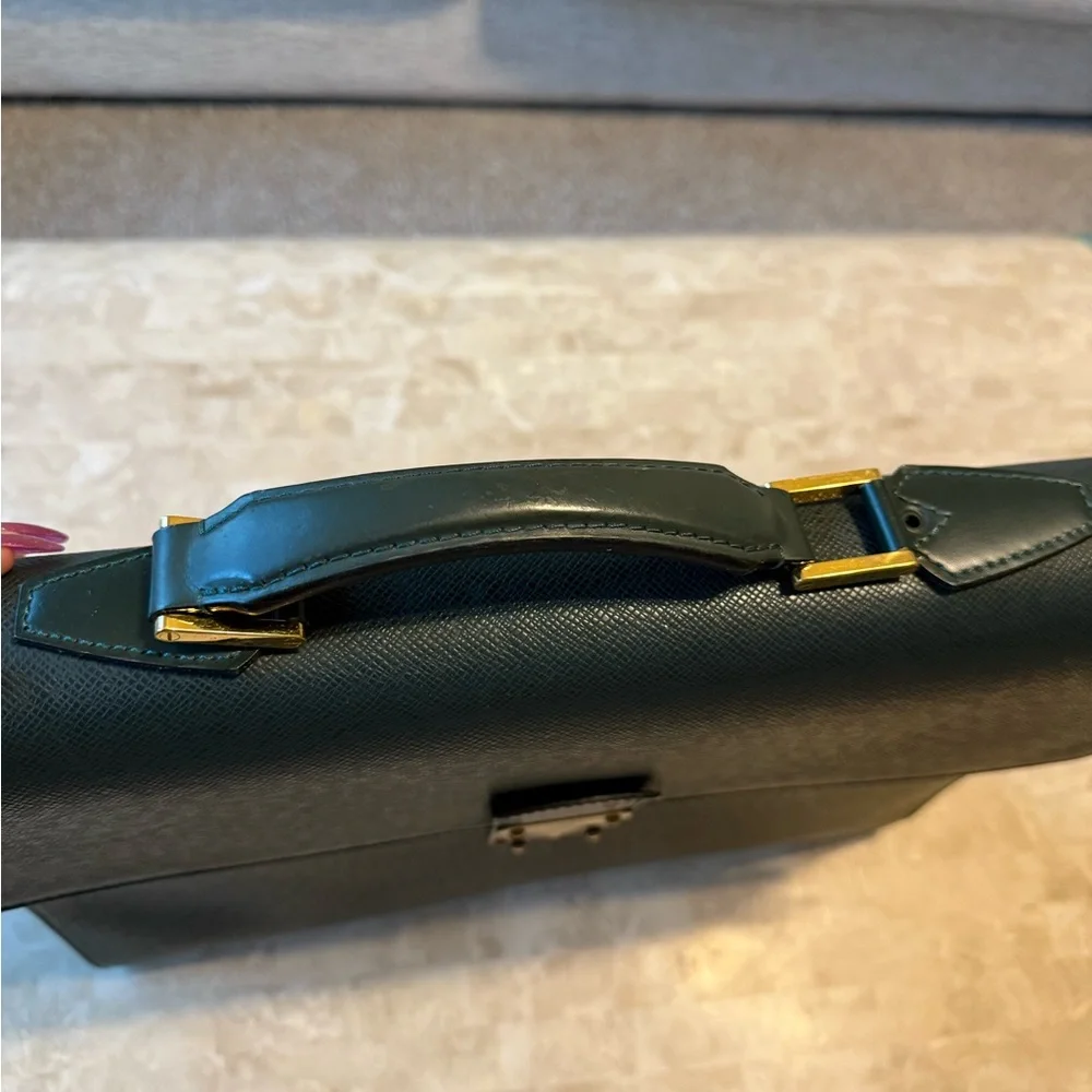 Rare vintage Louis Vuitton Green Taiga Leather Briefcase